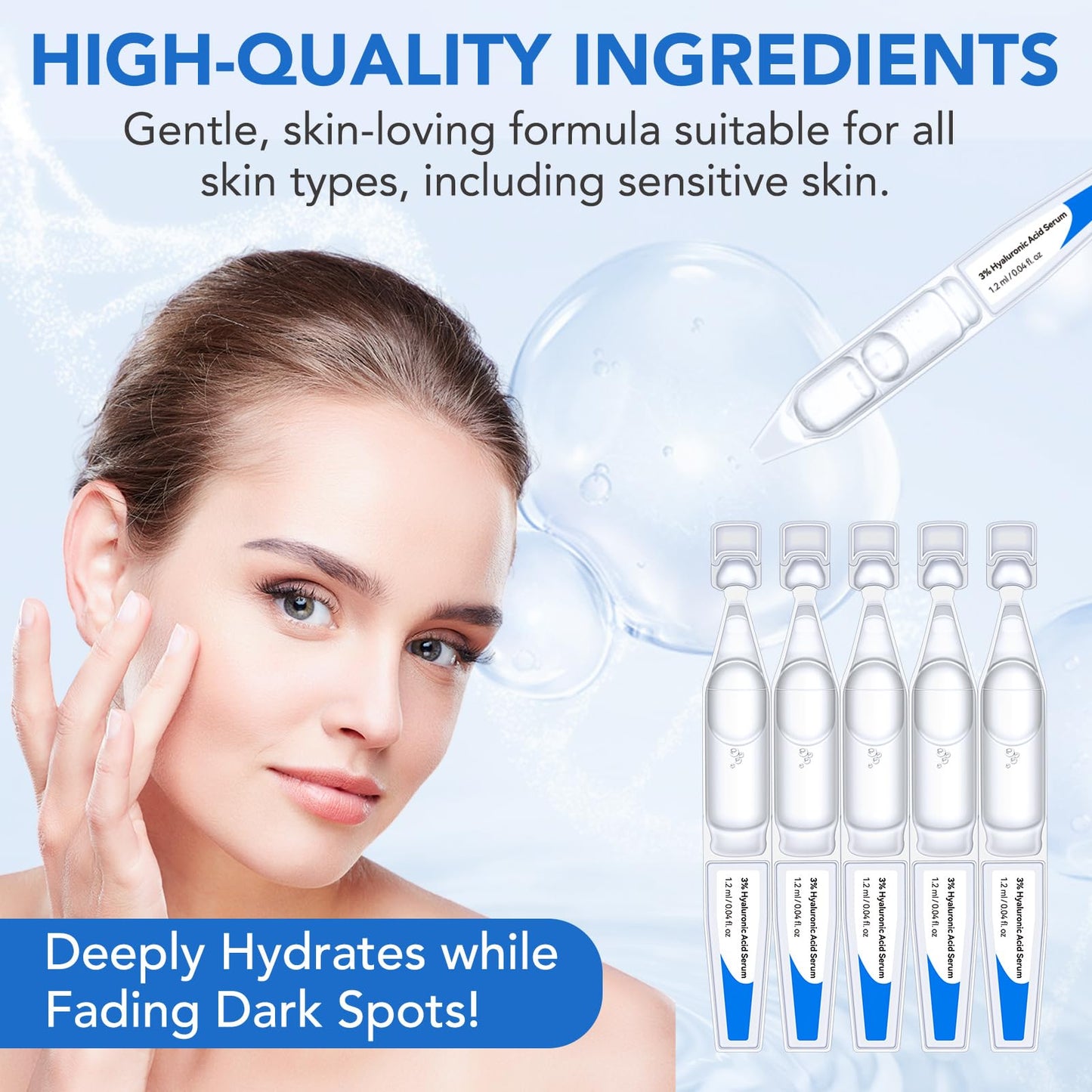 3% Hyaluronic Acid Serum Ultra-Hydrating Vials, 30 Pack Skin Repair Hyaluronic Acid Tubes, Single-Use Anti-Aging serum for face Wake Nature Perfection Tubes Vials(#2)