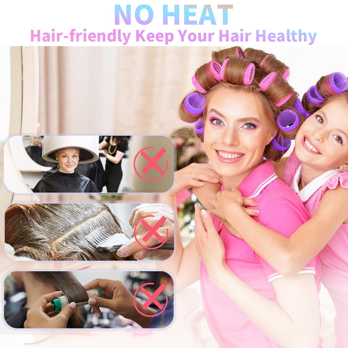 34Pcs Hair Roller Set with Clips, Self-Grip Hair Rollers for Volume, Salon Hairdressing Curlers and DIY Hairstyles, 4 Sizes Rollers Hair Curlers in a Storage Bag