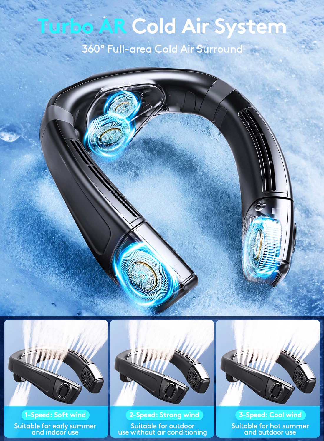 Staholz Neck Air Conditioner Portable, 360° Up-down Airflow Neck Fans, 2 in1 Neck Fan with Cooling Plate, 6000mAh Rechargeable Personal Fan for Men Women Outdoor/Office/Travel