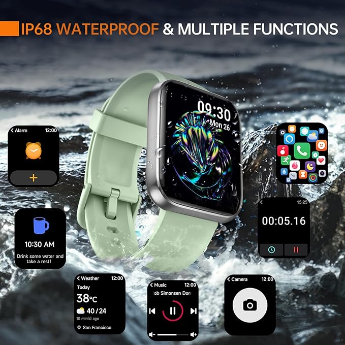 aeac Smart Watch Fitness Watch for Men Women, Alexa Built-in & Stable Bluetooth Call, 100 Sports, IP68 Waterproof Smartwatches for iOS Android