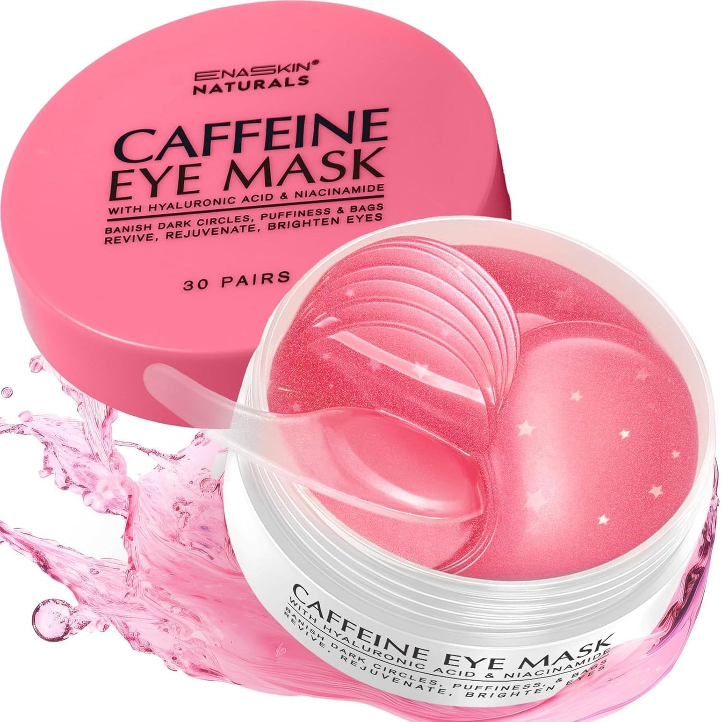 Under Eye Patches for Puffiness and Dark Circles: Caffeine Gel Masks for Undereye Wrinkles Bags - Instant Moisturizing Brightening Skincare Pads - Gift for Women Mom Wife - 30 Pairs (Rose)