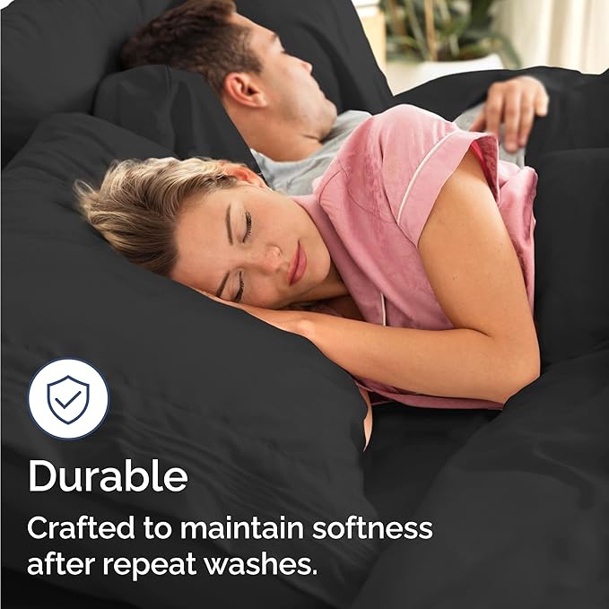 Bulk Case Pack of 16 Sheet Sets - (16) Complete Twin XL Size Sheet Sets with Deep Pockets - Wholesale Bulk Bedding for Hotels, Spas & Airbnbs - Breathable, Cooling & Wrinkle Free - (Twin XL, Black)