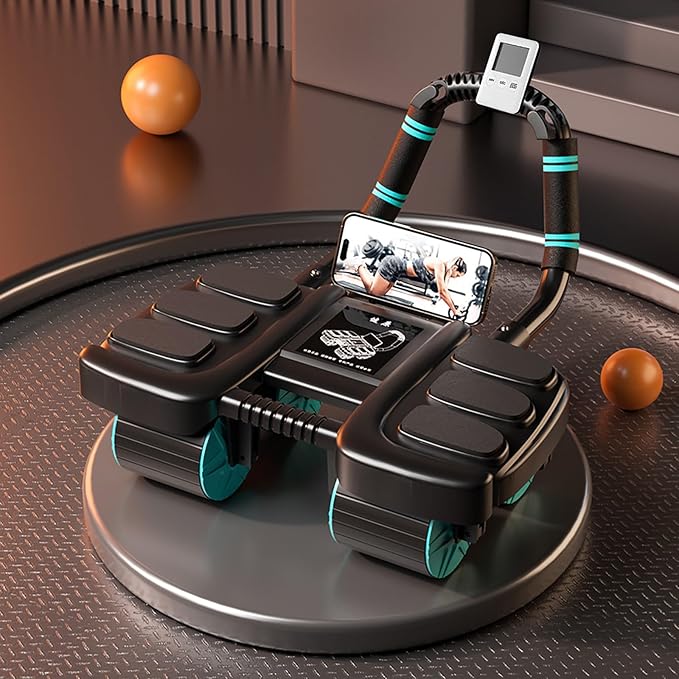 2025 New Ab Wheel Roller with Elbow Support - Automatic Rebound Abdominal Wheel Roller, The Upgraded Four-wheel Abdominal Wheel Core Workout Equipment Home Gym Abs Machine