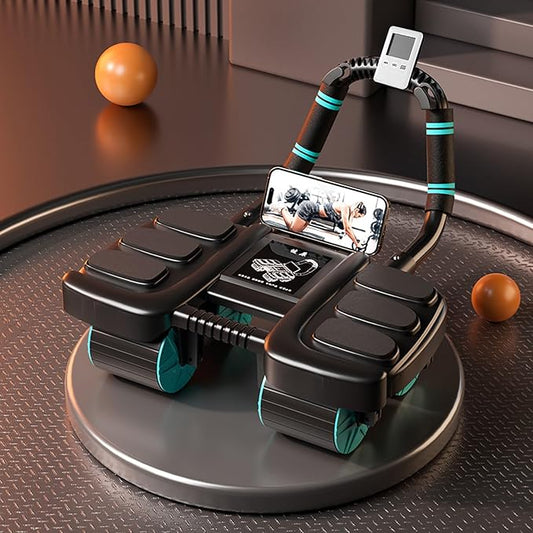 2025 New Ab Wheel Roller with Elbow Support - Automatic Rebound Abdominal Wheel Roller, The Upgraded Four-wheel Abdominal Wheel Core Workout Equipment Home Gym Abs Machine