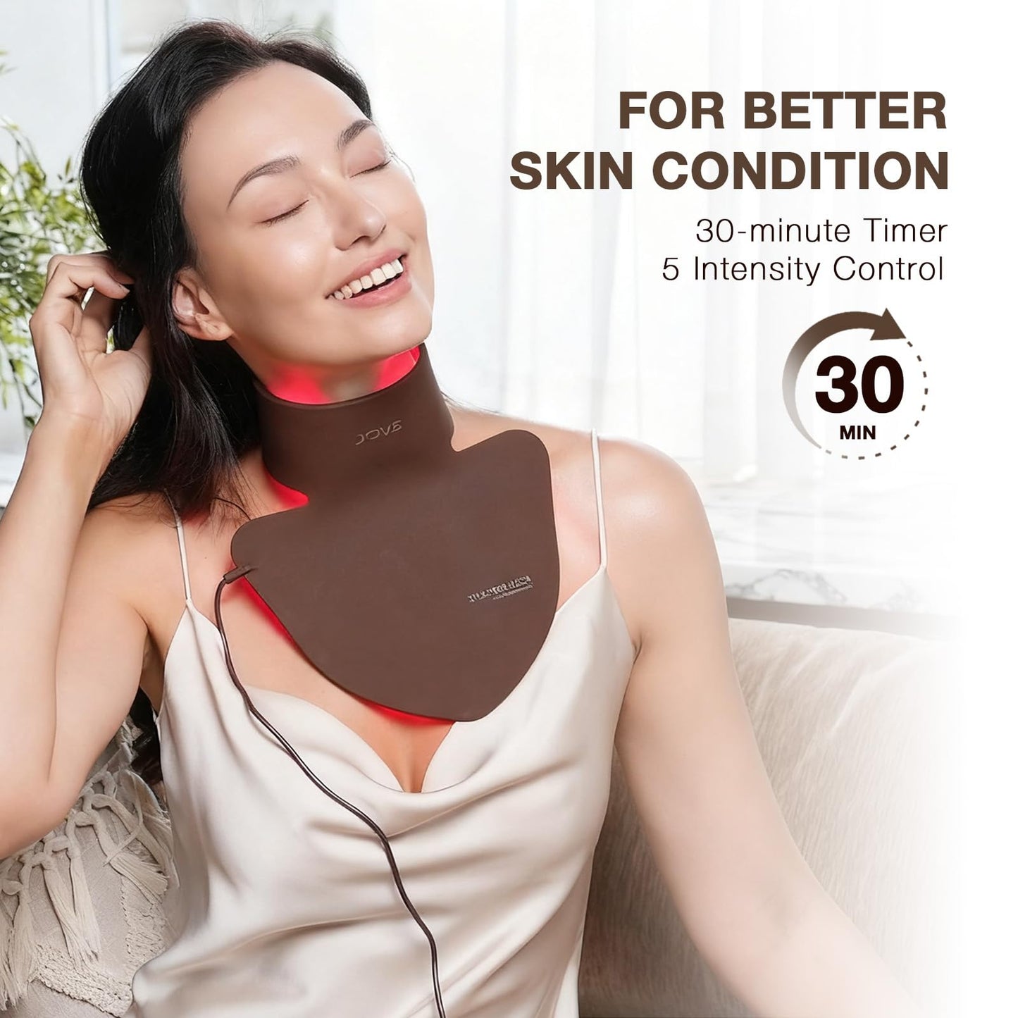 JOVS LED Neck & Chest Mask, LED Red Light Therapy for Neck, 66 LED Light Beams and 630nm Red Light Therapy for Neck Decollete Chest Body, Skin Care Device at Home and Travel