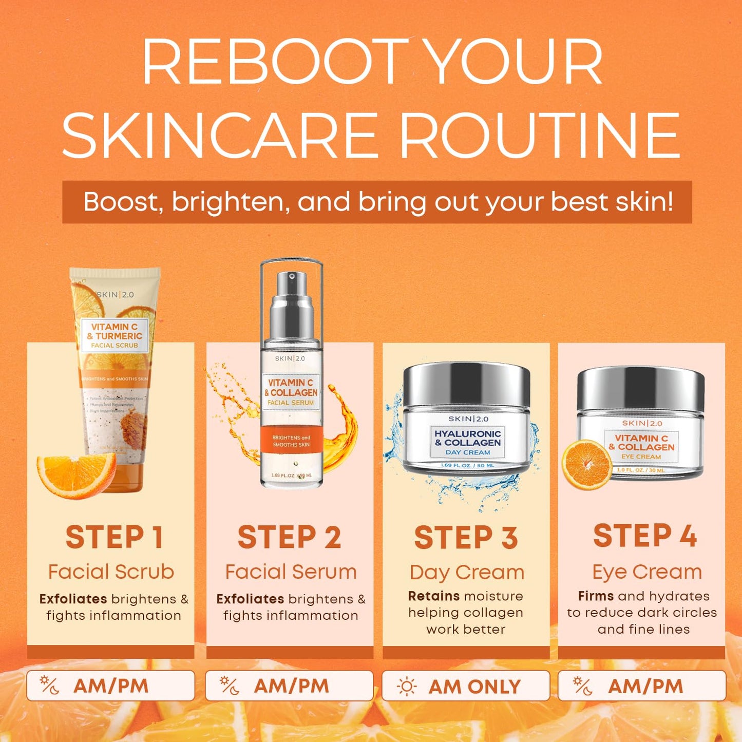 Skin 2.0 Vitamin C & Collagen Eye Cream – Dermatologist-Tested, Anti-Aging, Korean Skin Care, Brightens Dark Circles & Firms Skin – Hydrating & Nourishing Formula - 95% Natural, Vegan– 1.69 FL. Oz