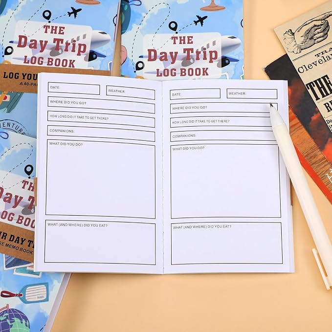 Jetec 12 Pcs Compact Travel Notebooks and Journals Vacation Road Trip Planner Organizer Travel Petite Planner Daily Diary for Adults Youth with Unique Prompts to Capture Vacation Memories