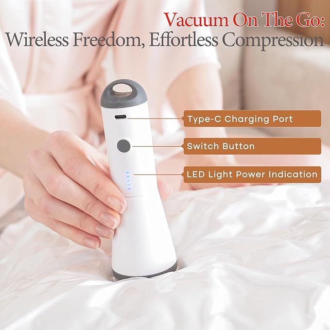 Vacuum Seal Bags for Clothing, 20 Pack Vacuum Storage Bags with Wireless Charging Air Pump(5J+5L+5M+5S), Space Saver Bags for Clothes Blanket Duvets Pillows Comforters Travel