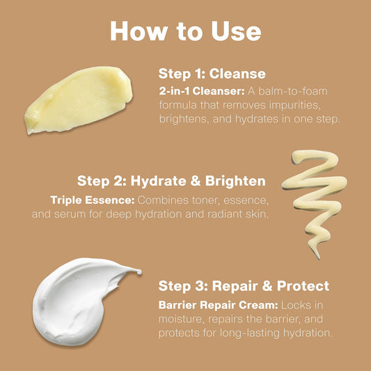 Rxcue Glow Mini Trio Skin Care Set: Mini Skincare Travel Kit for Women, 10-to-3 Step Korean Skin Care Routine Kit for Glass Skin, Travel Size Skincare, Face Care Kits & Beauty Gift Sets 1.01 fl oz