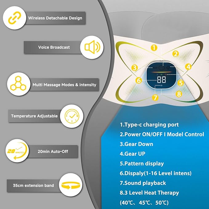 Abs Sculptor, Ab Toning Belt with Heating Pad for Stomach Cellulite Removal Fat Burning, ab Toner Machine for Belly Exercise Smooth & Firming, Lower Back Massager for Pain Relief Women Men Unisex