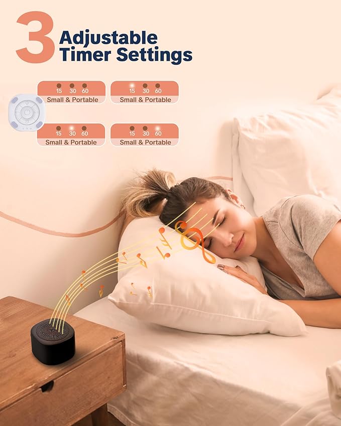 Travel White Noise Sound Machine 20 Sounds, Portable Sound Machine for Adults Sleep, Mini Sleep Aid with Adjustable Volume, 3 Timers, Colorful Night Light, Rechargeable for Baby, Home, Registry Gift