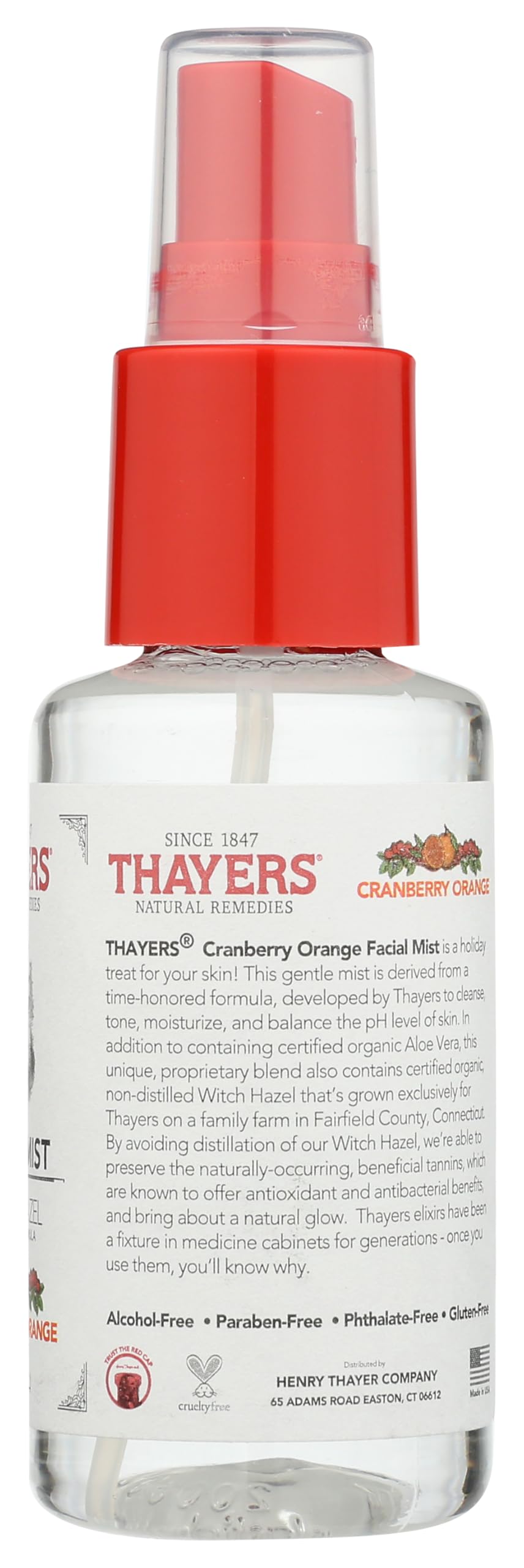 Trial Size Cranberry Orange Witch Hazel Facial Mist with Aloe Vera Toner (3 oz.)