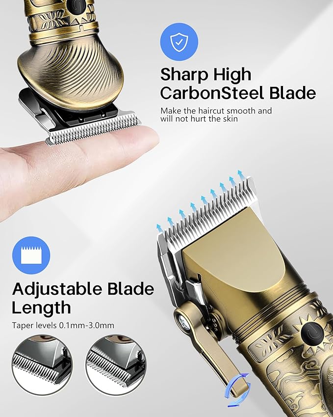 AMULISS Professional Hair Clippers for Men - Cordless Hair Clippers and Trimmers Set Barber Clippers Hair Cutting Kit Mens Beard Trimmer Nose Hair Trimmer Gift for Men