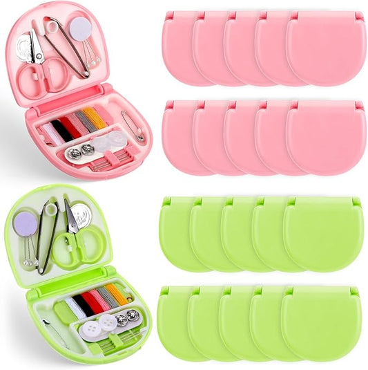 20 Pack Mini Travel Sewing Kit, Portable Sewing Tool Kits, Beginner Emergency Sewing Repair Kit with Threads Scissors Hand Sewing Needles, Plastic Sewing Kit, DIY Sewing Supplies (Green, Pink)