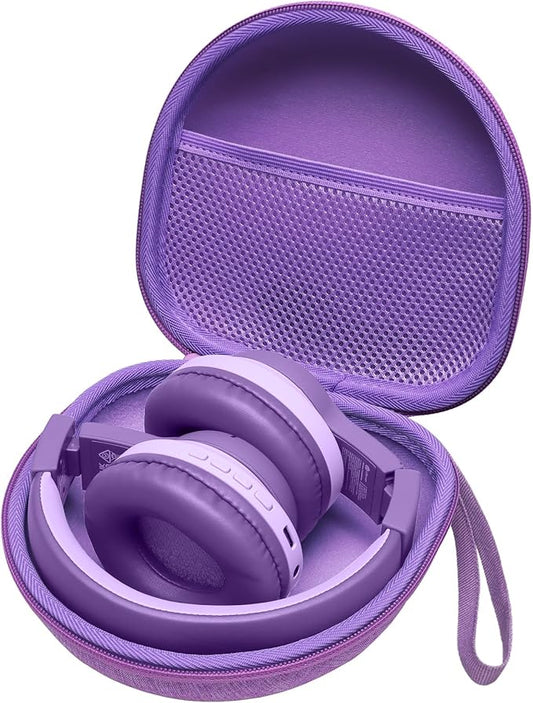 Kids Headphones Case Compatible with JoySpark/iClever BTH22 BTH12 HS19 / Candy Bila/MIDOLA MD-B01 / noot Products/EarFun/IMYB Foldable Kid Headphone for School, Purple (Case Only)