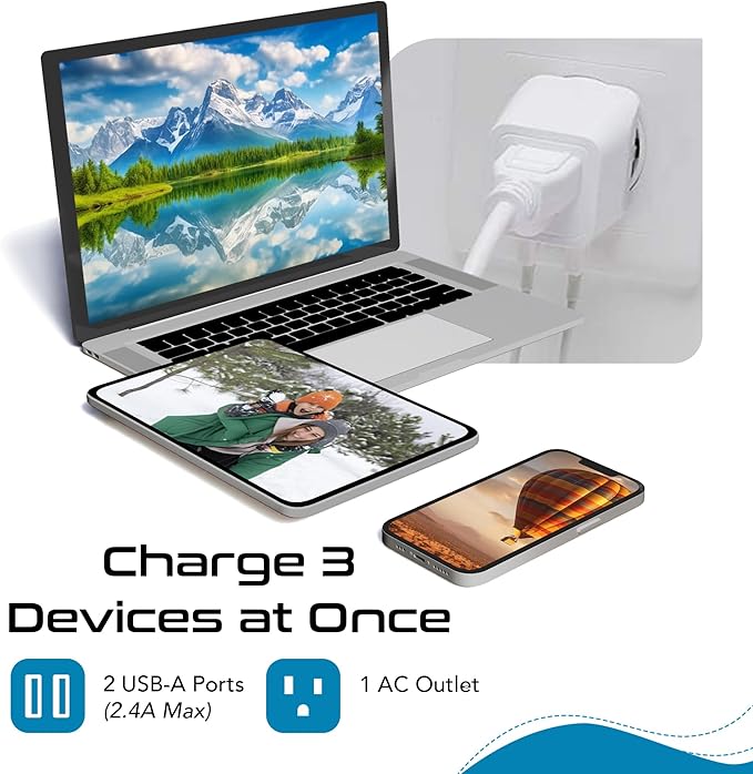 Ceptics Switzerland Travel Adapter Plug with Dual USB + Usa Input - Type J - Ultra Compact - Safe Grounded for Laptops, Cell Phones, Chargers, Camera and More (CTU-11A )