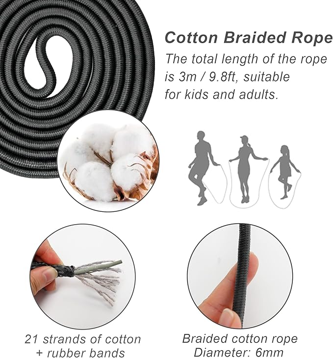 Jump Rope for Women Men Kids, EGOSKY Adjustable Wooden Handle Skipping Rope for Adult Boys Girls Fitness Exercise Outdoor Activity