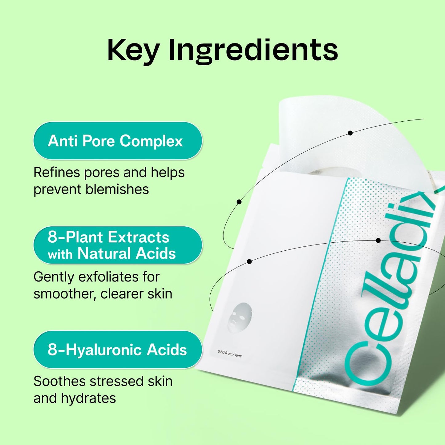 Celladix Bio Pore Care Cellulose Mask – Pore Minimizing & Sebum Control Sheet Mask – Removes Blackheads, Dead Skin Cells & Impurities – Hydrating & Radiance Boost Korean Face Mask, 5 Sheets