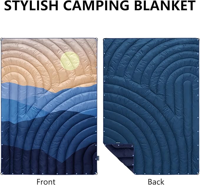 Camping Blanket,Puffy Printed Camping Blanket Lightweight Packable Outdoor Blanket for Camping,Traveling, Stadium, Hiking, Picnics