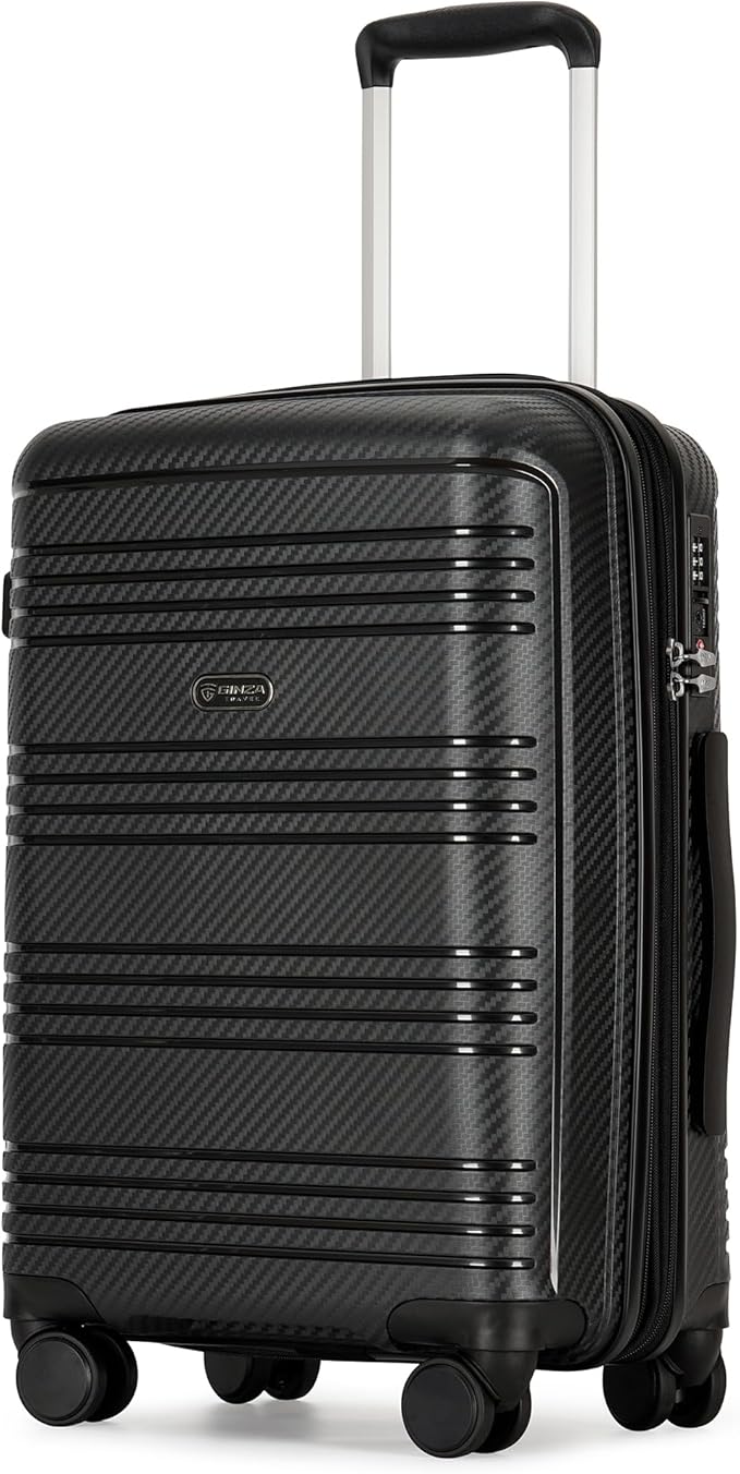 20 Inch Carry on Luggage 22x14x9 Airline Approved Hardside Suitcase with Spinner Wheels TSA Lock, 20-Inch, Black