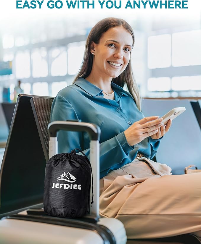 JefDiee Travel Pillow,Inflatable Airplane Pillow for Sleeping to Avoid Neck and Shoulder Pain,Supports Head and Chin Used for Airplane,Car,Bus and Office