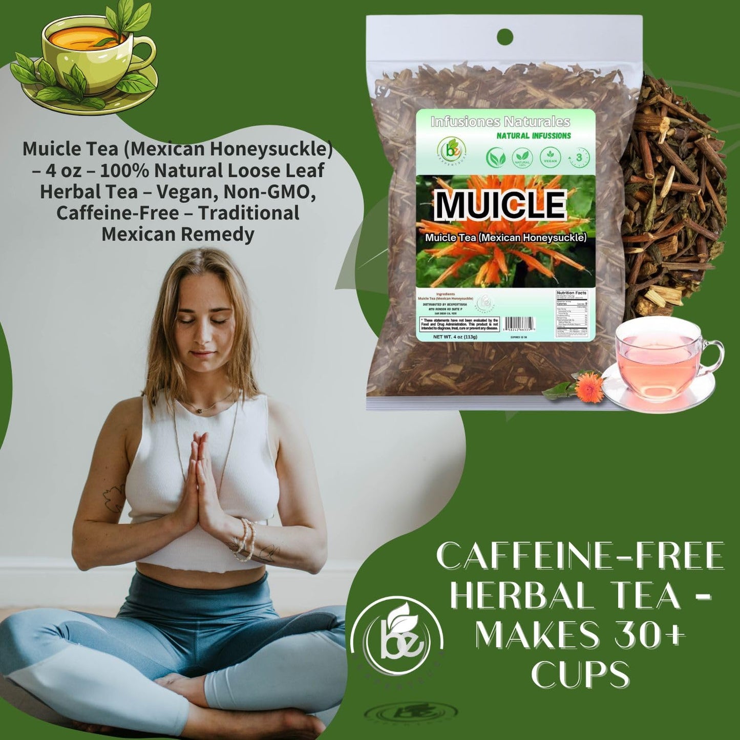 Muicle Té (Mexican Honeysuckle Herbal Tea) - 4 oz - 100% Natural, Vegan, Non-GMO: