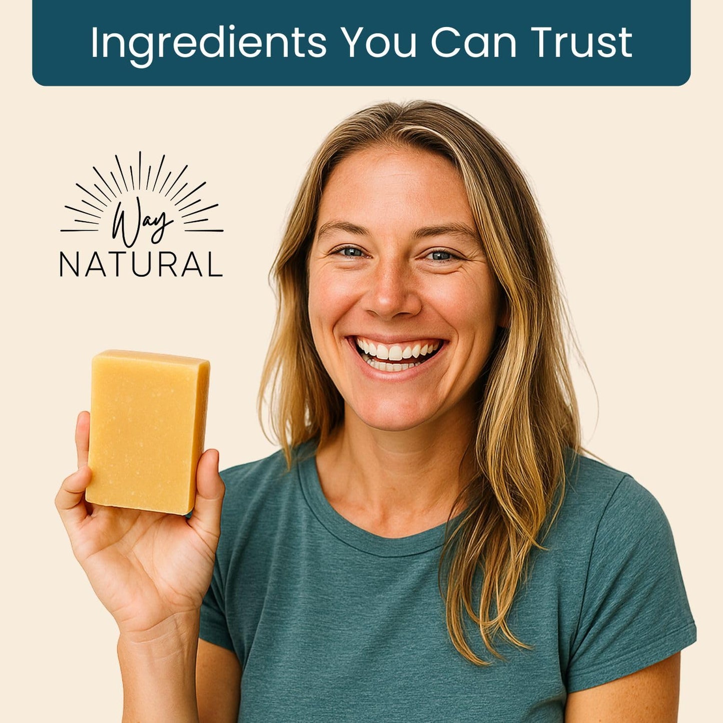 Way Natural Goat Milk Soap Bar, Unscented - Premium, Handmade w/Real Milk in USA - Hand & Body Goat Soap - Dry, Sensitive Skin, Gentle, No Dyes - (1 Large, 5oz)