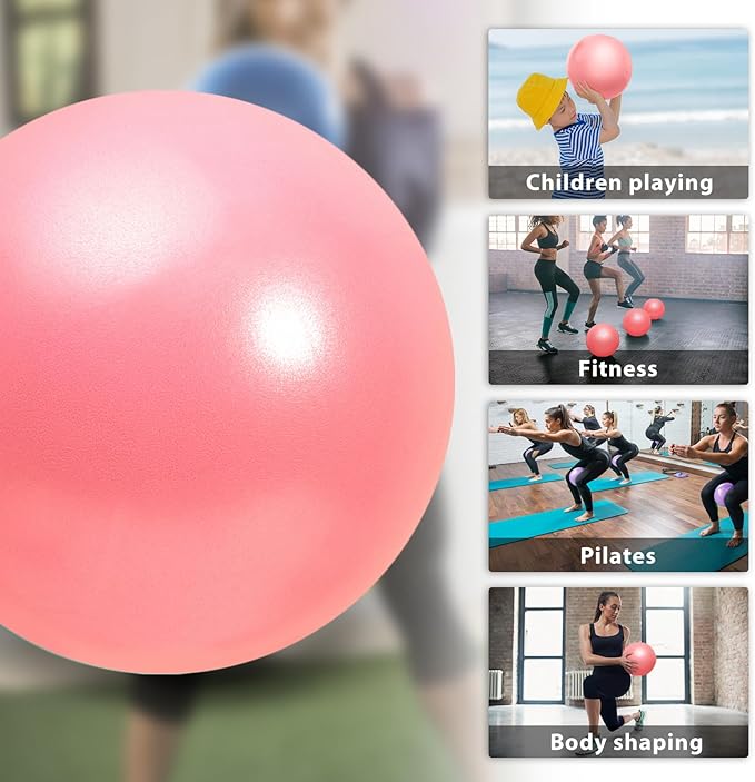 Cikyner Soft Pilates Ball, Small Exercise Ball 9 Inch Mini Gym Ball with Inflatable Straw, Suitable for Pilates, Yoga, Full Body Training, Physical Therapy and Balance improving at Home