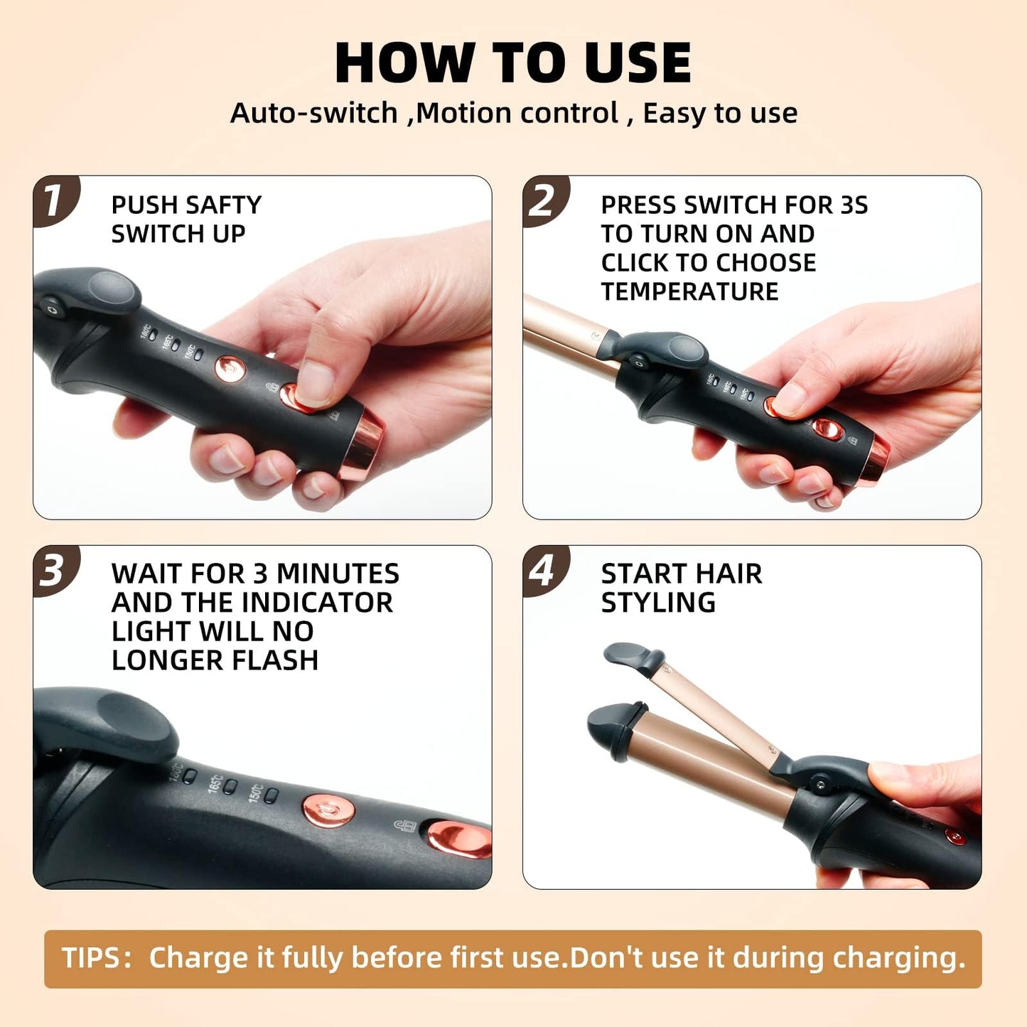 Cordless Curling Iron, Cordless Rechargeable Curling Iron, 4000mAh Cordless Hair Curler, 356°F Travel Mini Straightener,USB Charge Battery Flat Iron and Curler 2 in 1 for Short Hair