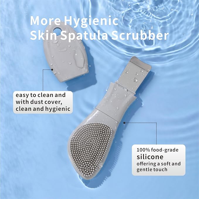 Blackhead Remover Tool,Silicone Face Scrubber, 2 in 1 Nose Scraper for Deep Cleansing,Skin Scrubber Face Spatula, Nose Blackhead Remover, Pore Cleaner Skin Care Tool for Men and Women (Light Gray)