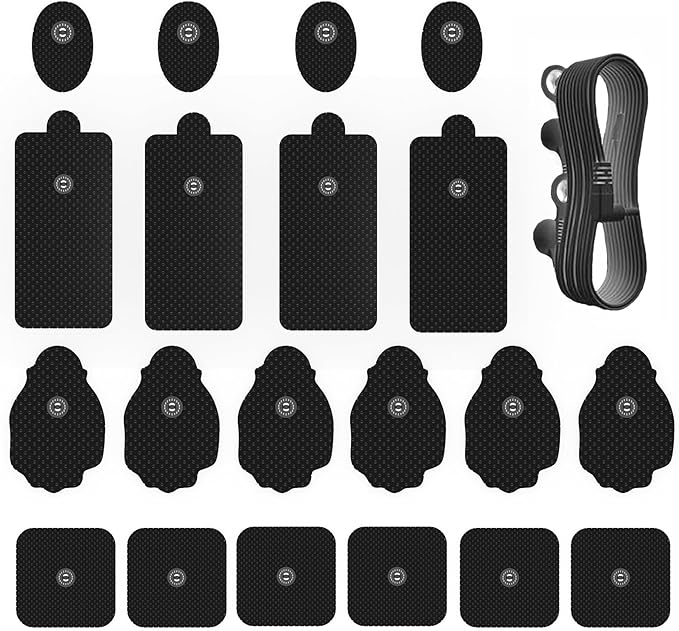 20 Pack TENS Unit Electrode Pads with Wire Cable Combination Set. Reusable Premium Hydrogel Self-Adhesive TENS Unit Replacement Pads, Compatible with Belifu, AVCOO, NURSAL, TENS 7000, AUVON, Neocarbon