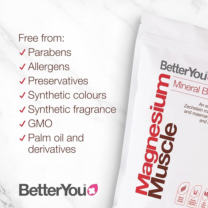 BetterYou Magnesium Muscle Bath Flakes - Mineral Bath Salts For Muscle Recovery - Post-Workout Soak For Sore Muscles - Natural Magnesium - 2.3 lb