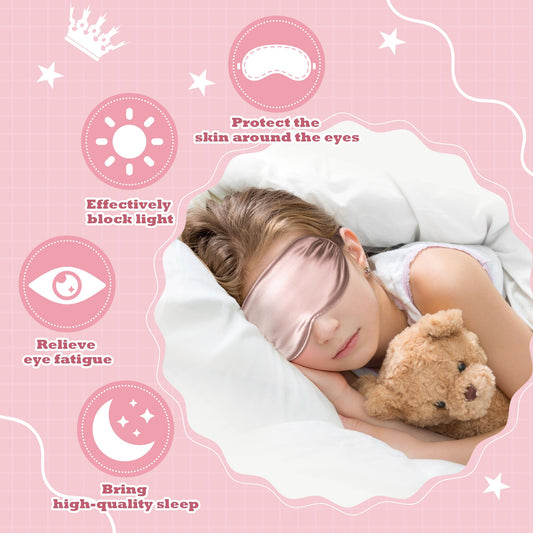 SilkDream 100% Mulberry Silk Sleep Mask for Kids Eye Mask for Sleeping 22 Momme 6A Real Silk 4t-12Y Gifts for Kids Pink