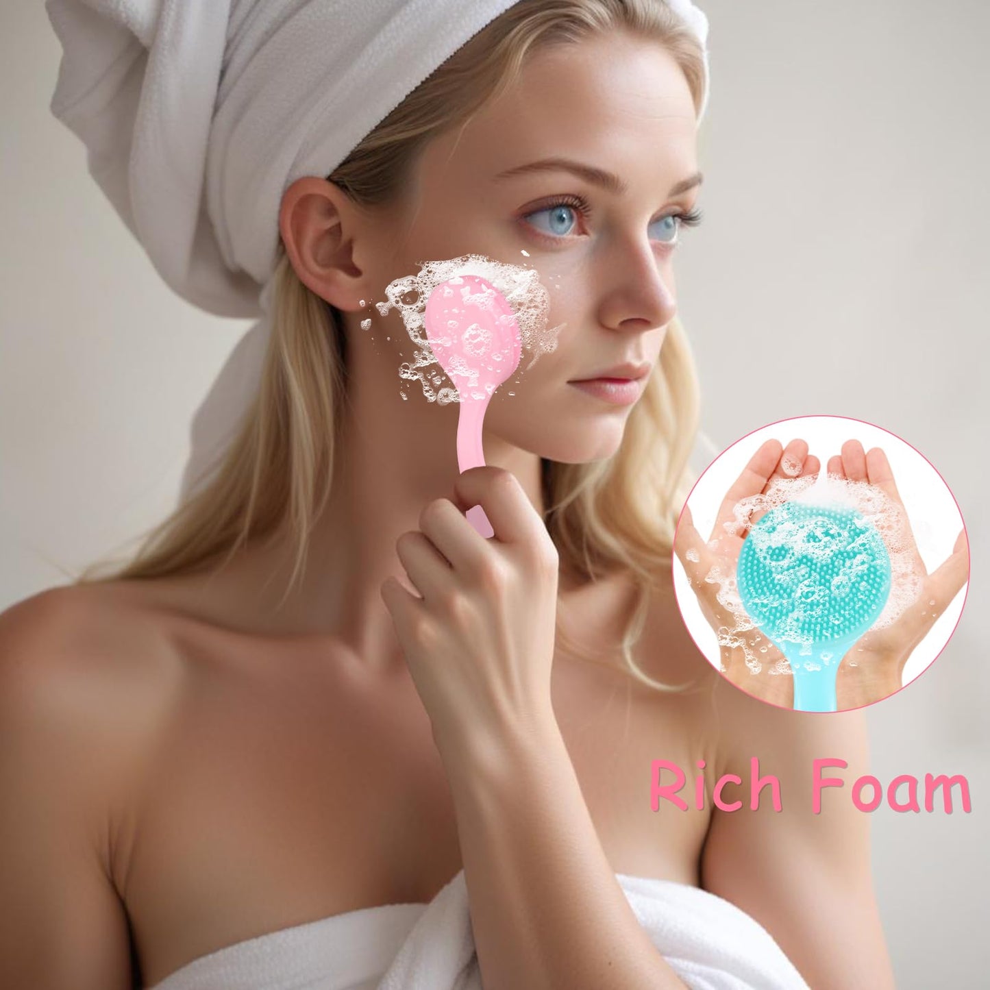 BOHUIZ 2Pcs Silicone Face Brush Manual Face Scrub Brush, Soft Facial Cleansing Brush Waterproof Exfoliating Face Brush Skin Friendly Face Cleaner Brush for Blackheads Makeup Residues Removal