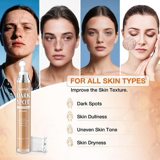 Asumtal Dark Spot Remover For Face Skin Care Serum, Age Brown Sun Freckles Spot Remover, Dark Spot Corrector For Face with Massage Roller (0.67 Fl Oz)