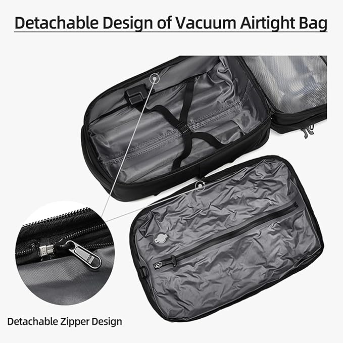 21" Vacuum Compression Backpack with Wheels, Expandable, Waterproof, Carry On Travel, Laptop Bag, Flight Approved Luggage Rolling Suitcase Backpacks(Built-in Vacuum Backpack with wheels)