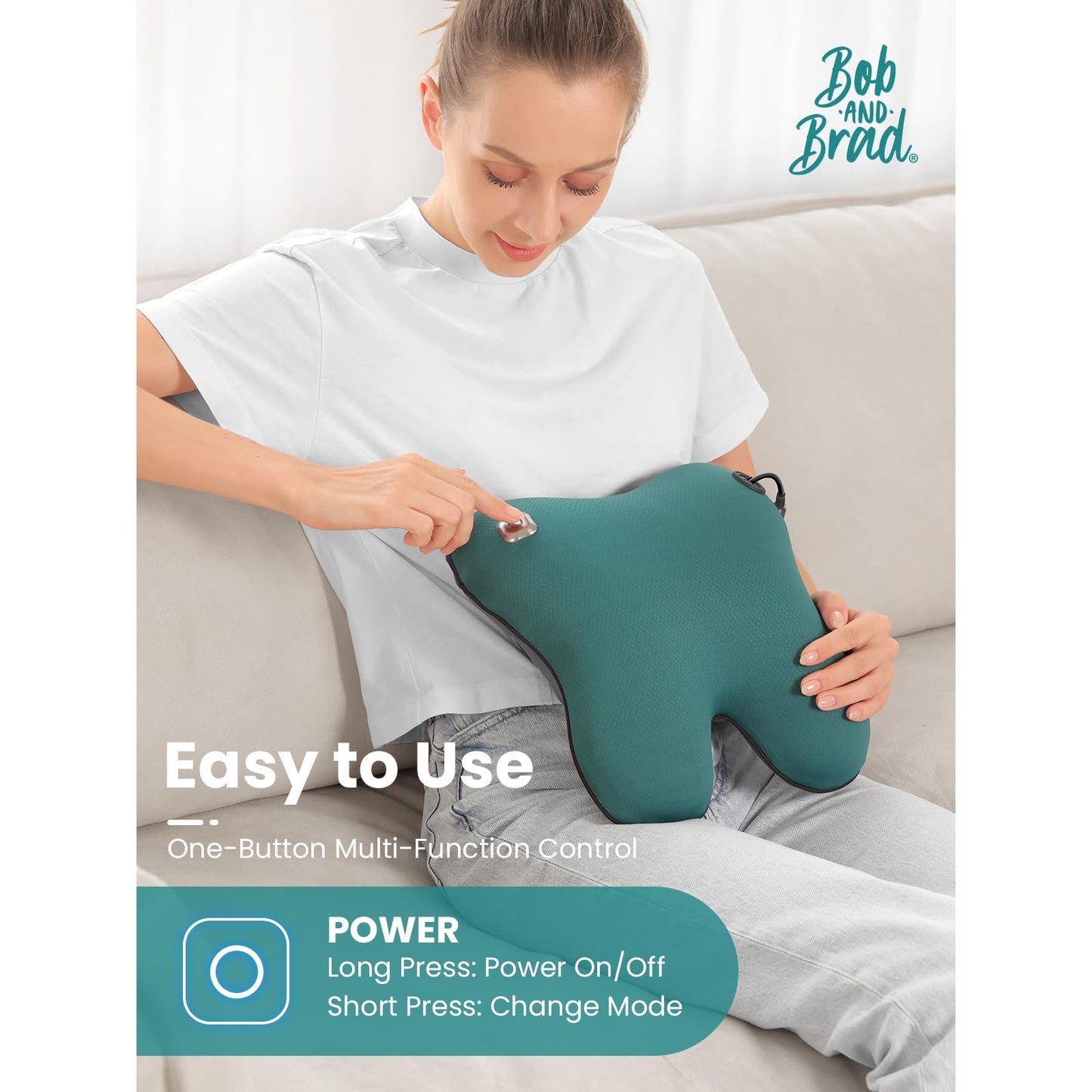 BOB AND BRAD Back Massager with Heat FSA Eligible/HSA Eligible, EZBack Corded Neck Massager for Pain Relief Deep Tissue, Shiatsu Back and Neck Massage Pillow, Full Body Use, Ideal Gifts for Women Men