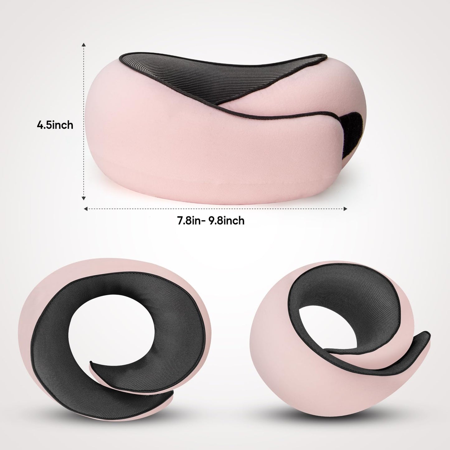 NOCRLG Travel Pillow, Travel Neck Pillow for Airplanes Car, 100% Pure Memory Foam Travel Pillow, Sleeping Essentials for Long Flight 360° Head Support Degree Comfort and Breathability (Pink)