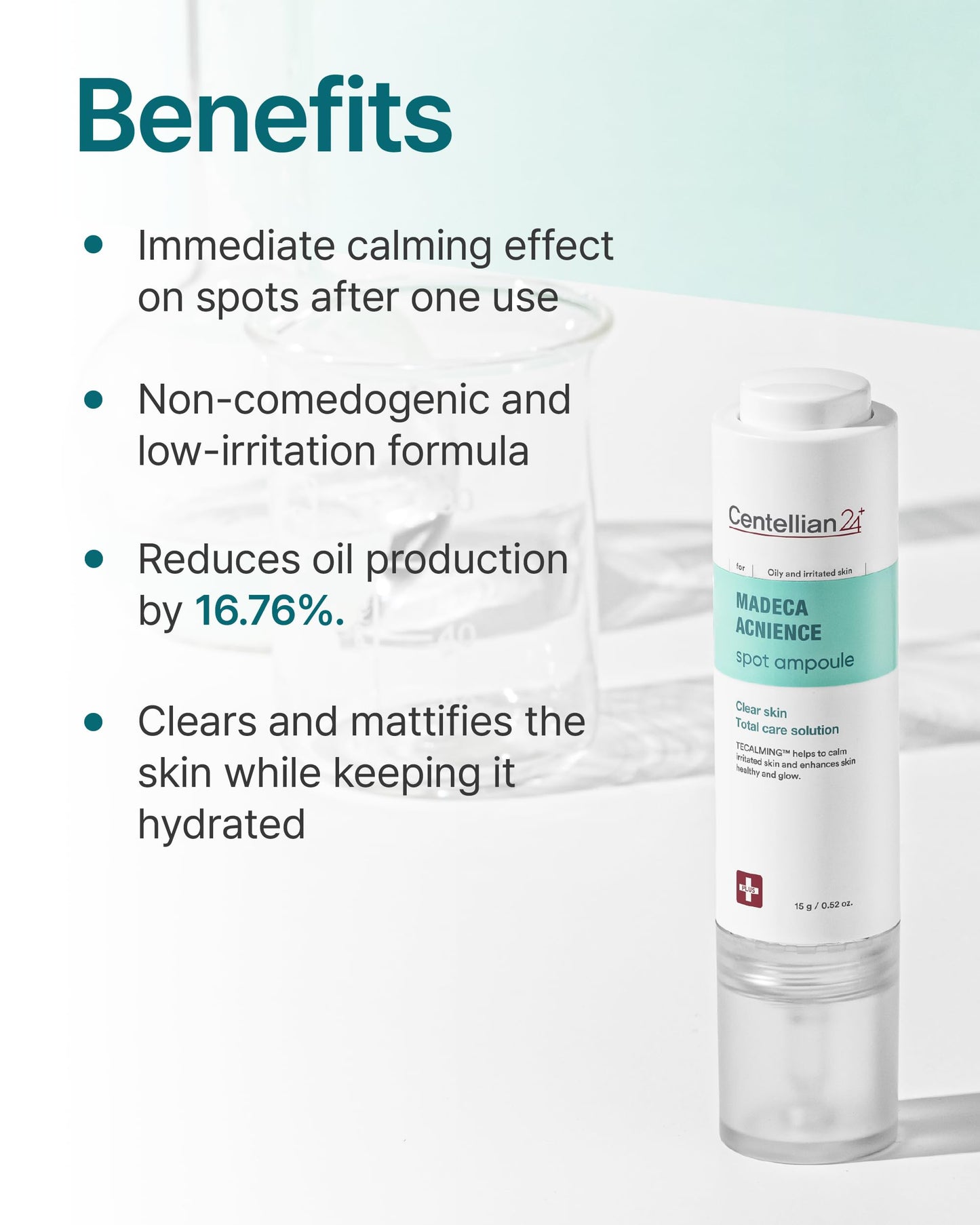 Centellian 24 Madeca Acnience Spot Ampoule (0.52oz) - Intensive Spot Care for Oily & Sensitive Skin, Controls Sebum, Soothes Redness, Korean Skin Care. Formula with Tecalming & Centella Extract