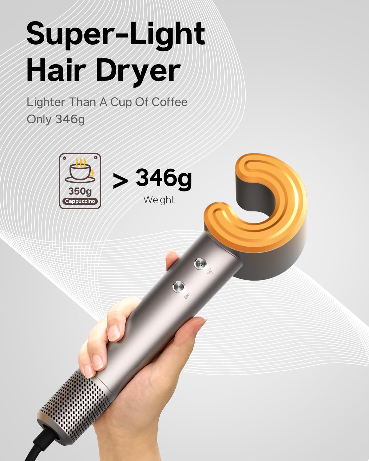 Feyluny Hair Dryer for Women - 110,000 RPM High-Speed Brushless Motor, Plasma Tech, Quick Dry in 5 Mins, 346g Lightweight & Portable Hair Blow Dryer, No Heat Damage, Smart Temp Control - Nickel Copper