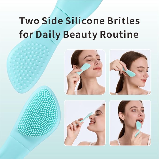 Blackhead Remover Tool,Silicone Face Scrubber, 2 in 1 Nose Scraper for Deep Cleansing,Skin Scrubber Face Spatula, Nose Blackhead Remover, Pore Cleaner Skin Care Tool for Men and Women (Light Blue)