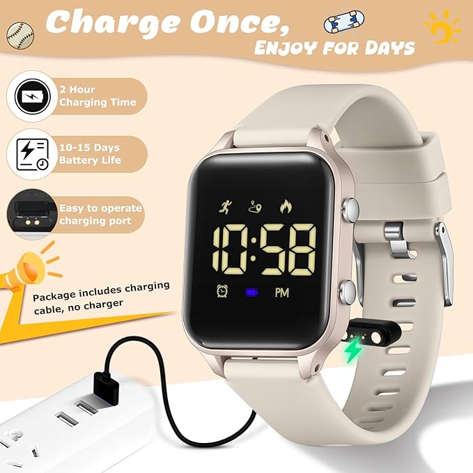 Kids Digital Watches for Boys Girls, Sports Watch with Fitness Tracker, Pedometer, Alarm Clocks, Stopwatch, No App Needed Waterproof Kids Watch, Gift for Teens Student Girls Boys Ages 5-14