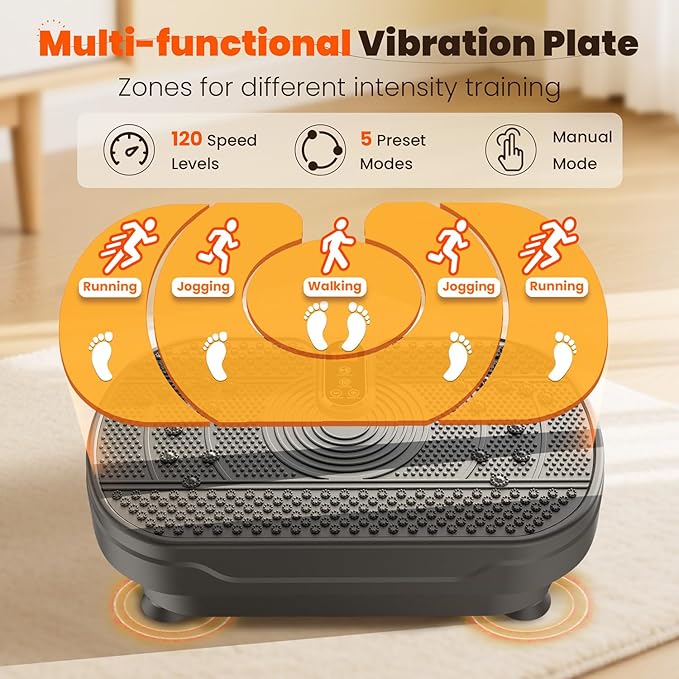 AXV Vibration Plate Fitness Platform Exercise Machine Vibrating Lymphatic Drainage Shaking Full Body Shaker Workout Vibrate Stand Shake Board Sport Gym for Weight Loss Fat Burner for Women Men