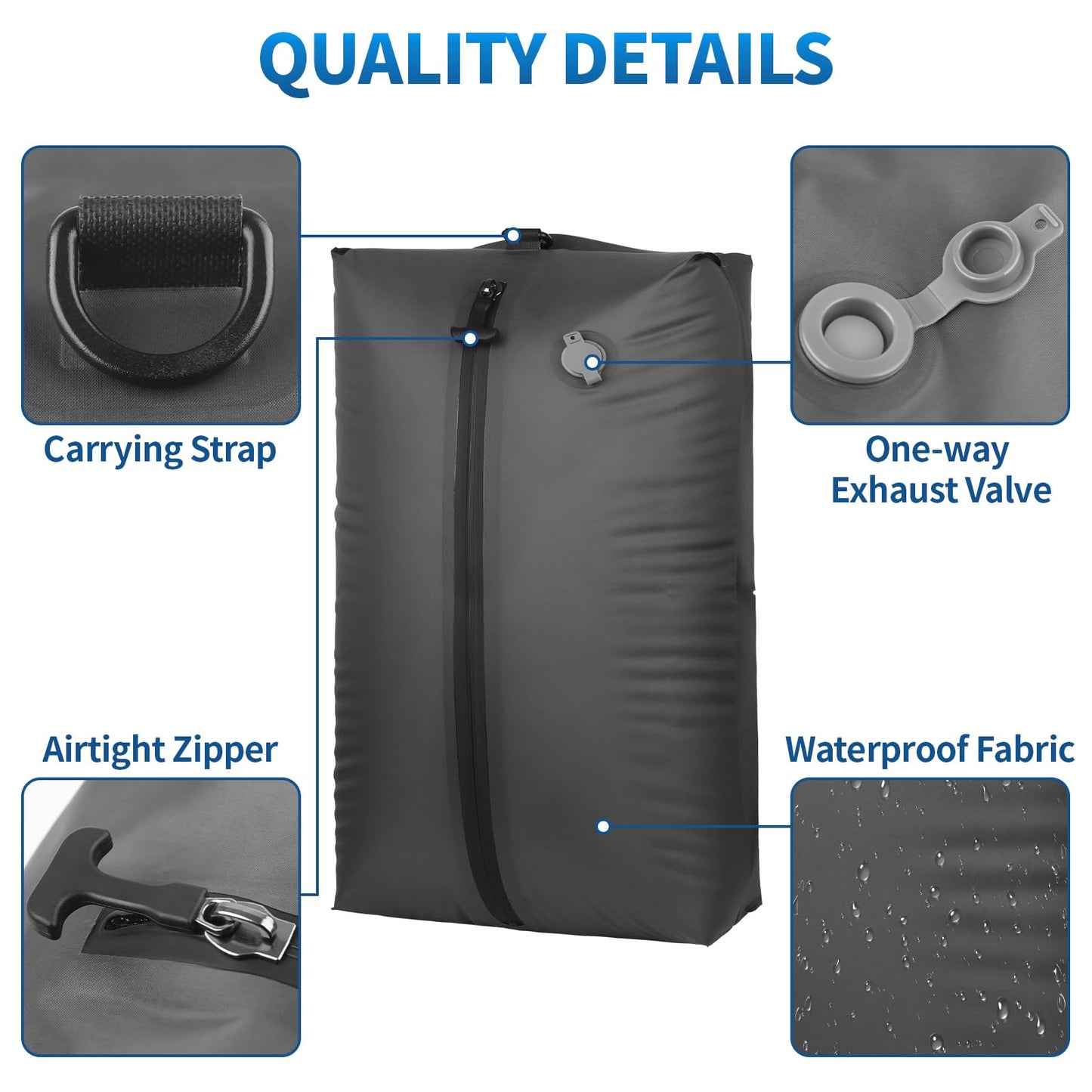 ANQAROS Vacuum Bags for Travel,Vacuum Bags for Travel with Wireless Vacuum Pump,IP67 Reusable Vacuum Compression Bags for Suitcases(1PC+Pump)