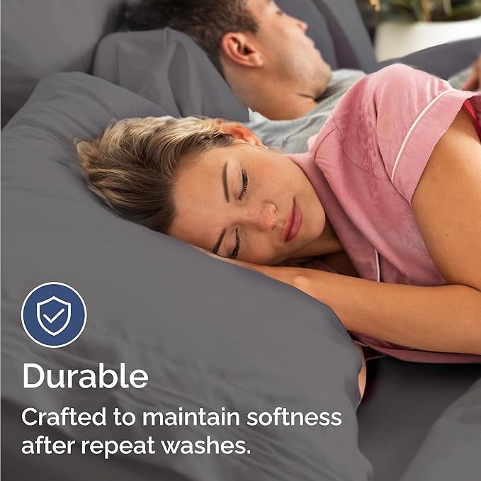 Bulk Case Pack of 12 Sheet Sets - (12) Complete Sheet Sets - Bulk Cal King Bedding - Wholesale Case Pack for Hotels & Airbnbs - Deep Pocket & Wrinkle Free - Cooling & Breathable - Cal King, Dark Grey