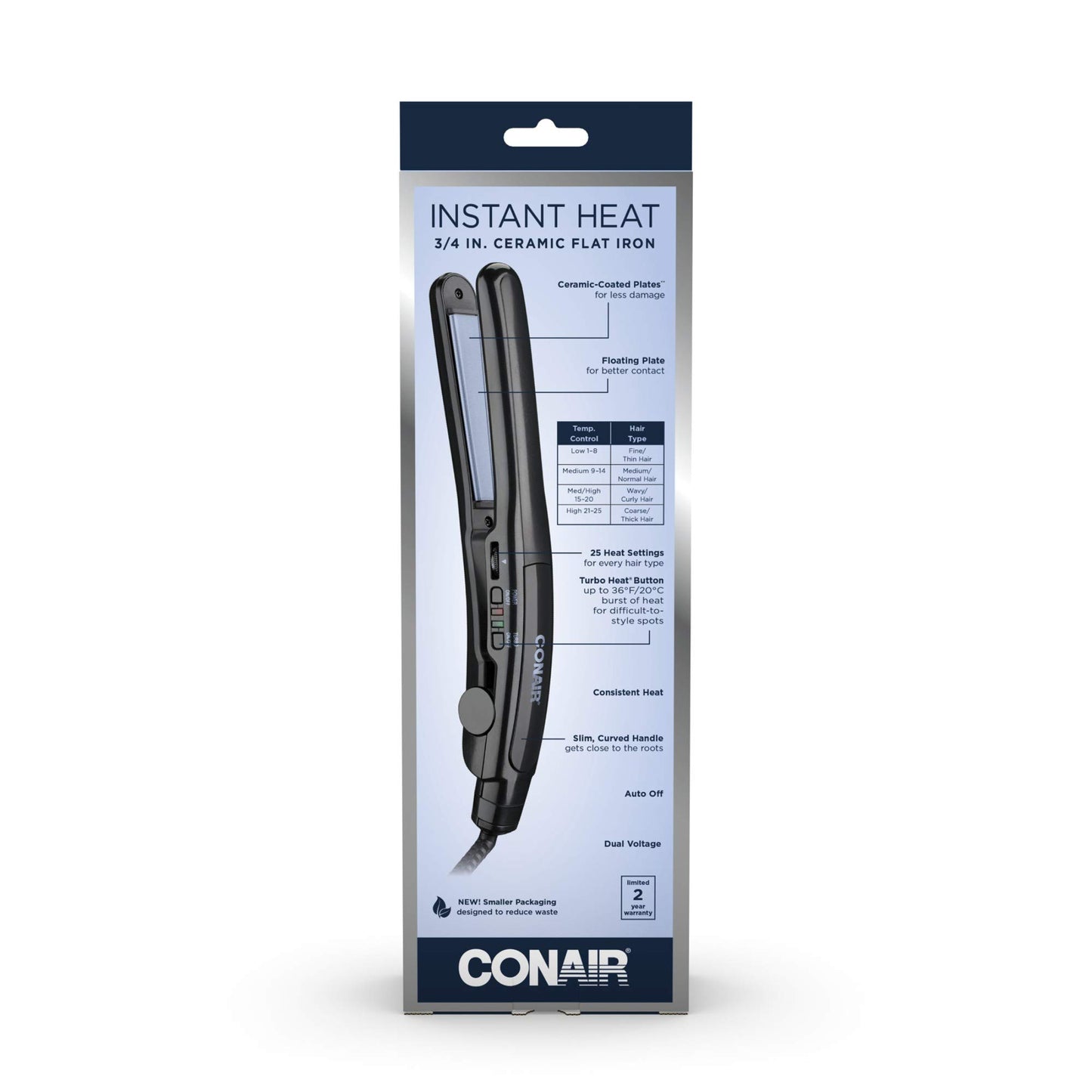 Conair Instant Heat Ceramic Flat Iron, 3/4-inch