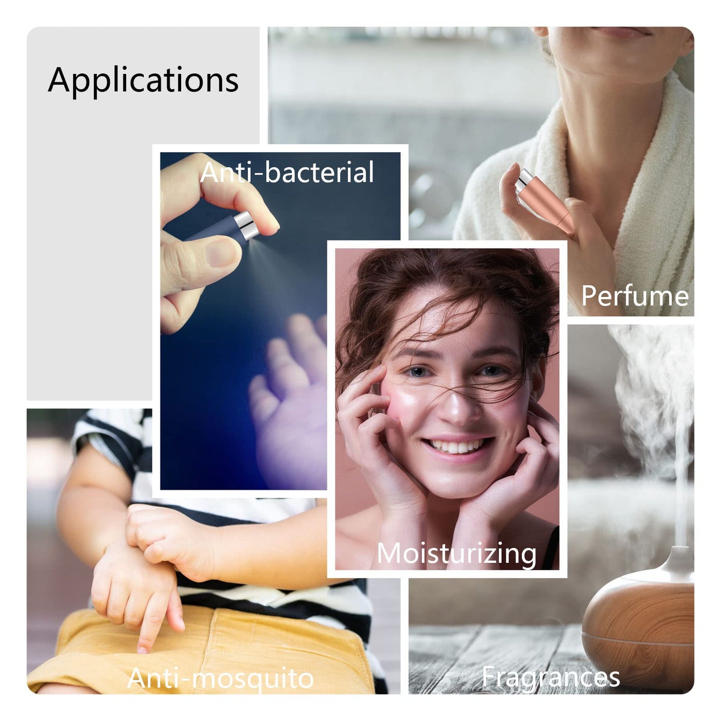 Lil Ray 8ML Portable Perfume Atomizer (2 PCS) Refilable Empty Mini Spray Bottle for Travel Pocket Cologne Liquid Sprayer (Matte Black&Rose Gold)