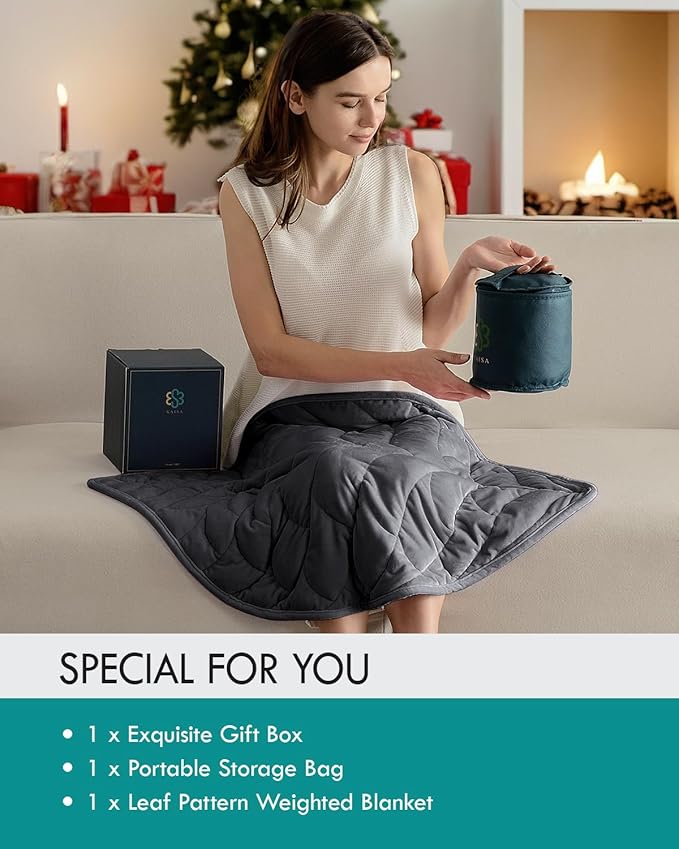 Kaisa Weighted Lap Blanket 5 lbs 23" x 29", Cozy Luxury Crystal Velvet Small Weighted Blanket for Adults, Portable Travel Weighted Blanket for Relaxation, Ideal Gifts for Christmas New Year, Gray