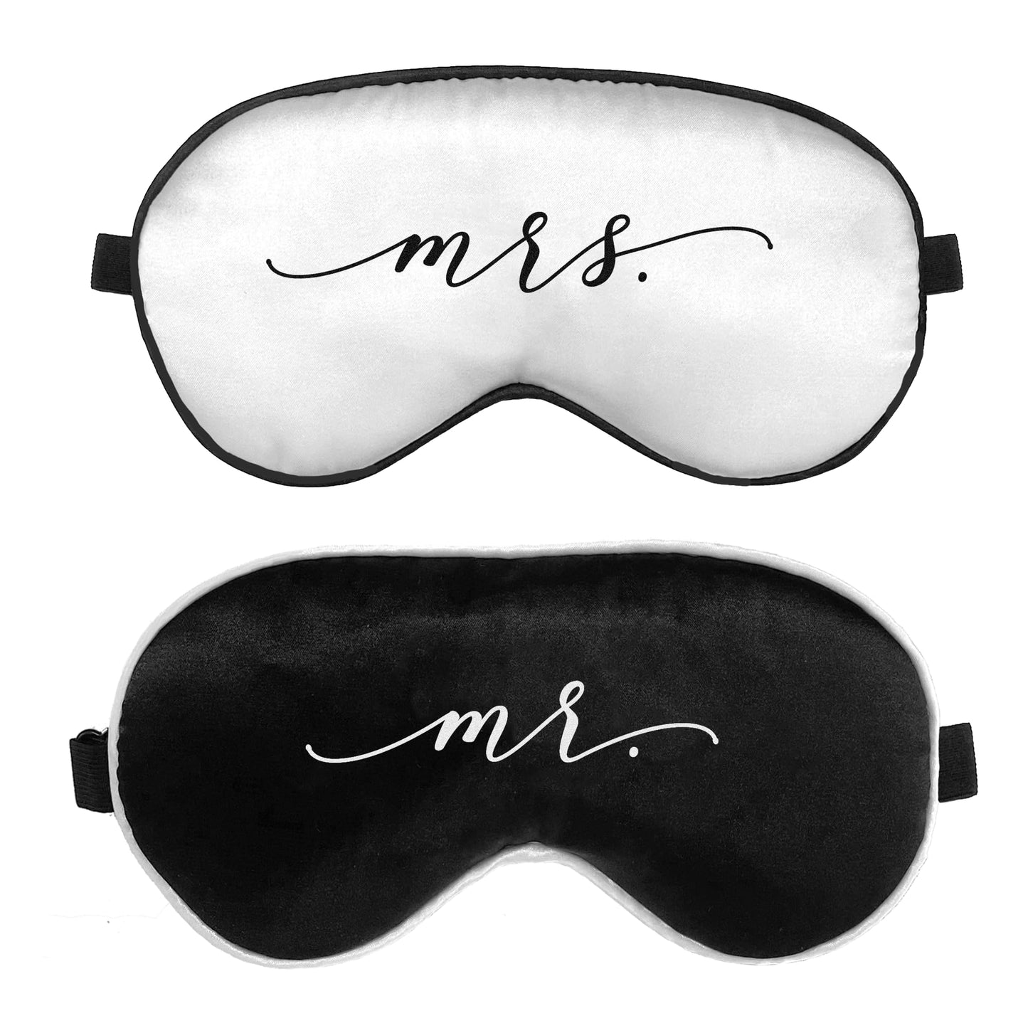 Pink Palm Co. Honeymoon Sleep Masks Set | Wedding Gift for Bride and Groom | Satin Set of 2 (Mr. & Mrs.)