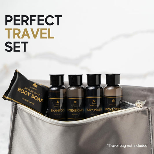 80 Piece Set Hotel Guest Soaps for Bathroom, Travel Size Bulk Toiletries Set, Supplies for Guests, 20 Pack w/ 20 Shampoo 20 Conditioner 20 Body Wash 20 Lotion